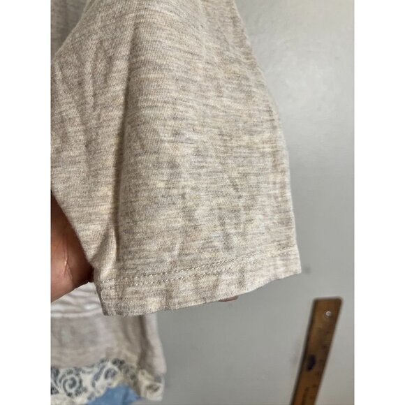 Ali Miles Striped Lace Tunic Top 1X Tan Boho Western Indie Hippie Chic Neutral - Picture 2 of 11